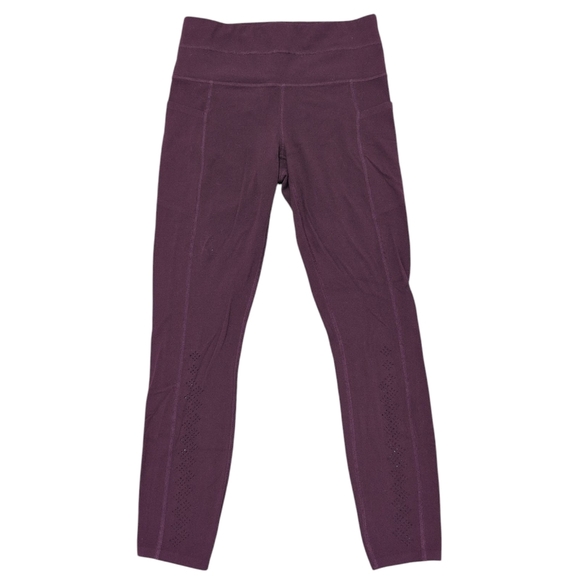 Athleta Powervita 7/8 Burgundy Leggings Laser Cut Design Size Small - Picture 1 of 11